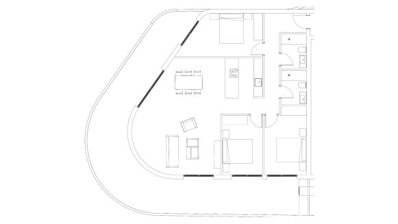 Apartment floor plan, 2 bedrooms in VITANIA No. 7 (2D)