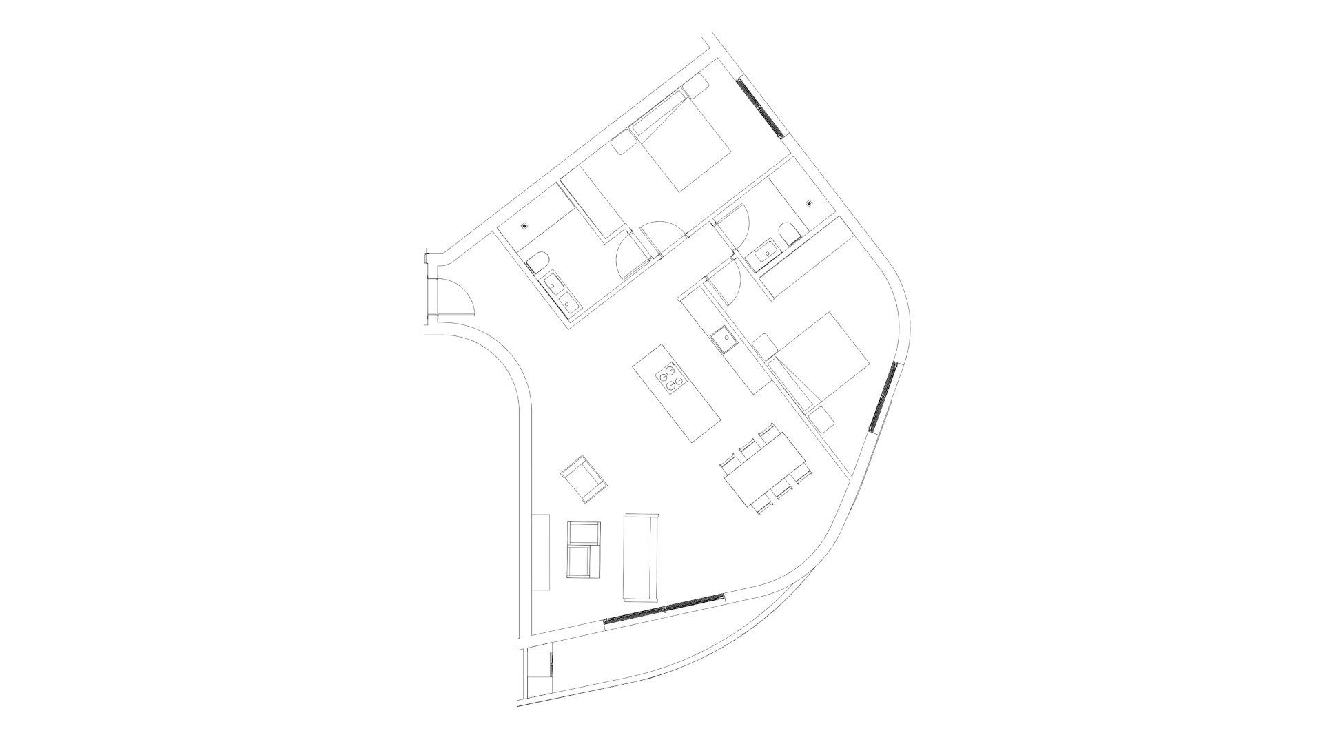 Apartment floor plan, 2 bedrooms in VITANIA No. 6